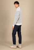 FYNCH HATTON Off White Striped Cotton Sweater