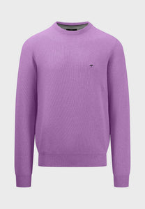 FYNCH HATTON Lavender Textured Round Neck Jumper