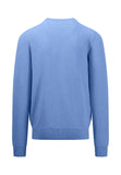 FYNCH HATTON Crystal Blue Textured Round Neck Jumper