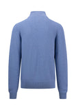 FYNCH HATTON Crystal Blue Textured Sweater with Troyer Collar