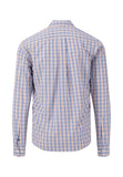 FYNCH HATTON Blue & Orange Long Sleeve Checked Shirt