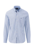 FYNCH HATTON Blue Graphic Print Long Sleeve Shirt