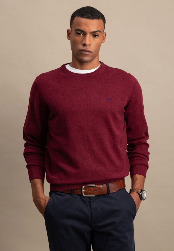 FYNCH HATTON Ruby Red Round Neck Jumper