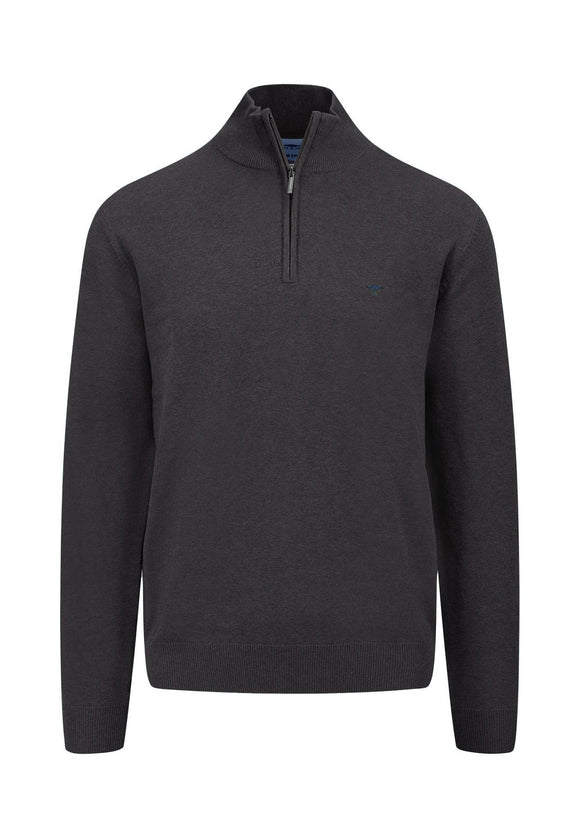 FYNCH HATTON Charcoal Superfine Troyer 1/4 Zip