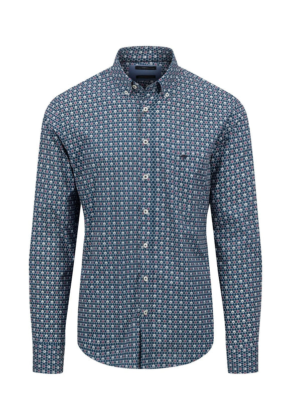 FYNCH HATTON Dark Teal Graphic Print Shirt