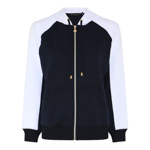 MICHA Navy & White Casual Zipped Jacket