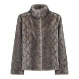 MICHA Grey Snake Faux Fur Coat