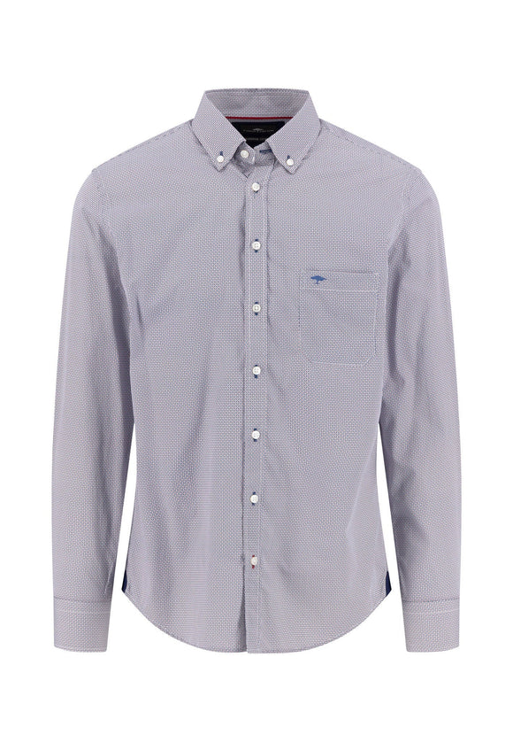 FYNCH HATTON Garnet Red Pattern Long Sleeve Shirt