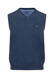 FYNCH HATTON Navy Cotton Sleeveless Sweater