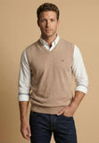 FYNCH HATTON Taupe Cotton Sleeveless Sweater