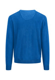 FYNCH HATTON Strong Blue Cotton V-Neck Sweater