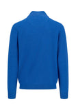 FYNCH HATTON Strong Blue Cotton 1/4 Zip Sweater