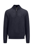 FYNCH HATTON Navy Cotton 1/4 Zip Sweater