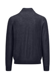 FYNCH HATTON Navy Cotton 1/4 Zip Sweater