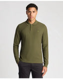 Remus Uomo Green Long Sleeve Polo Half Button Polo Shirt
