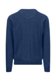 FYNCH HATTON Midnight Blue Cotton V-Neck Sweater