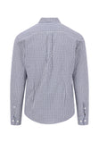 FYNCH HATTON Navy/Pink Check Long Sleeve Shirt