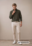 Knitted cotton sweater with Troyer collar 16141351-749
