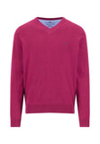 FYNCH HATTON Grape Cotton V-Neck Sweater