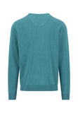 FYNCH HATTON Teal Cotton V-Neck Sweater