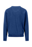 FYNCH HATTON Ink Blue Cotton V-Neck Sweater