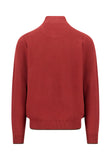 FYNCH HATTON Brick Red Textured Quarter Zip Sweater