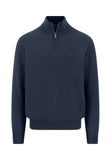 FYNCH HATTON Ink Blue Textured Quarter Zip Sweater