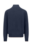 FYNCH HATTON Ink Blue Textured Quarter Zip Sweater