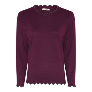 MICHA Aubergine Scallop Edge Knit