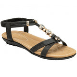 LOTUS Bettina Black Flat Sandal