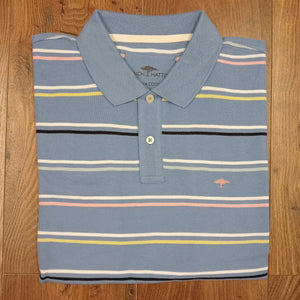 FYNCH-HATTON Blue Stripe Supima Cotton Polo Shirt