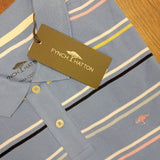 FYNCH-HATTON Blue Stripe Supima Cotton Polo Shirt