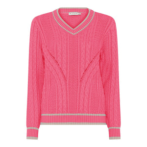 MICHA Pink Cotton Cable Knit Jumper