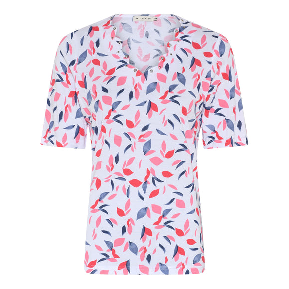 MICHA Pink Leaf Print T-Shirt