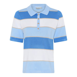 MICHA Blue Striped Knitted Polo