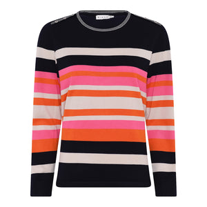 MICHA Navy & Orange Striped Jumper