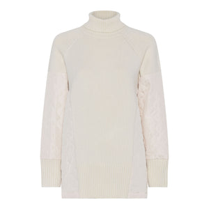 MICHA Vanilla Polo Neck with Quilted Panels