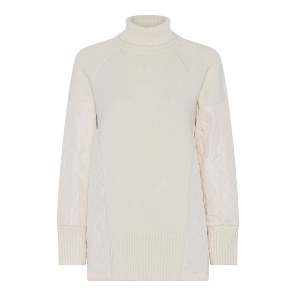 MICHA Vanilla Polo Neck with Quilted Panels