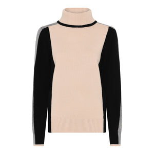 MICHA Beige & Black Roll Neck Jumper