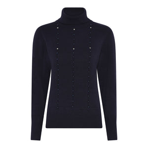 MICHA Navy Pearl Embellished Jumper