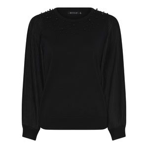 MICHA Black Knit with Pleated Sleeves