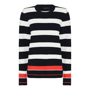 MICHA Navy & White Striped Cotton Jumper