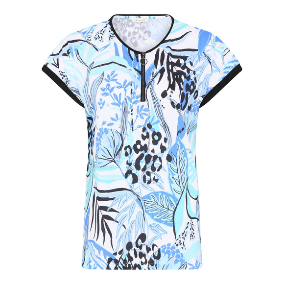 MICHA Blue Animal Leaf Print T-Shirt