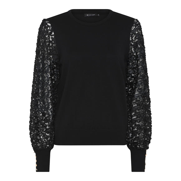 MICHA Black Lace Sleeve Jumper