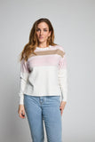 MICHA Off White/Rose Round Neck Jumper