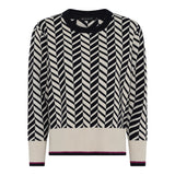 MICHA Sand/Navy Jacquard Knit Jumper