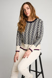 MICHA Sand/Navy Jacquard Knit Jumper