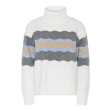 MICHA Off White Wave Roll Neck Jumper