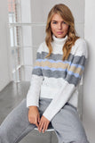 MICHA Off White Wave Roll Neck Jumper