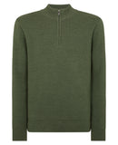 Remus Uomo Green Long Sleeve Half Zip Sweater